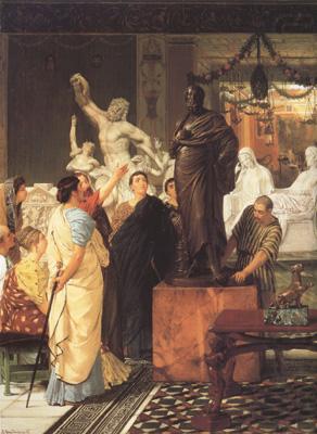 Alma-Tadema, Sir Lawrence A Sculpture Gallery in Rome at the Time of Augustus (mk23) china oil painting image